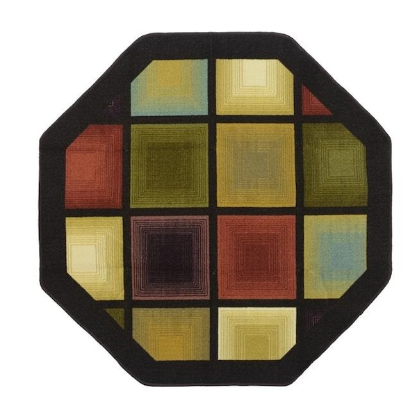 Madison Industries Madison Industries OPT-54X54-BN 54 x 54 in. Optic Square Octagon Accent Rug - Brown OPT-54X54-BN - main